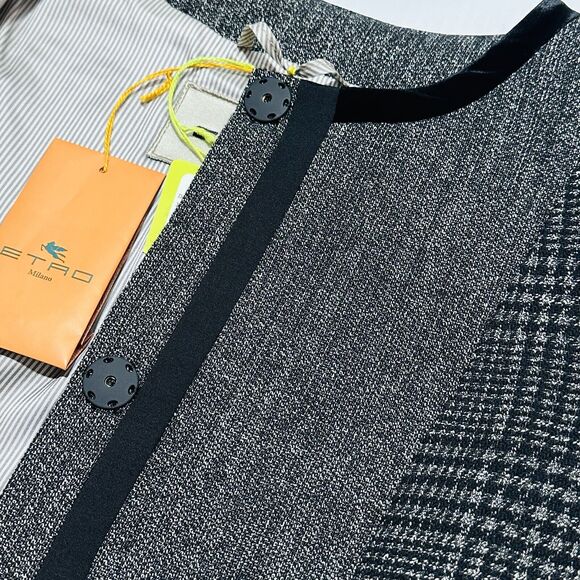ETRO Milano 44 US/8 Ribbons Blazer Jacket Gray Black Round Neck NWT $1950 - Picture 12 of 12